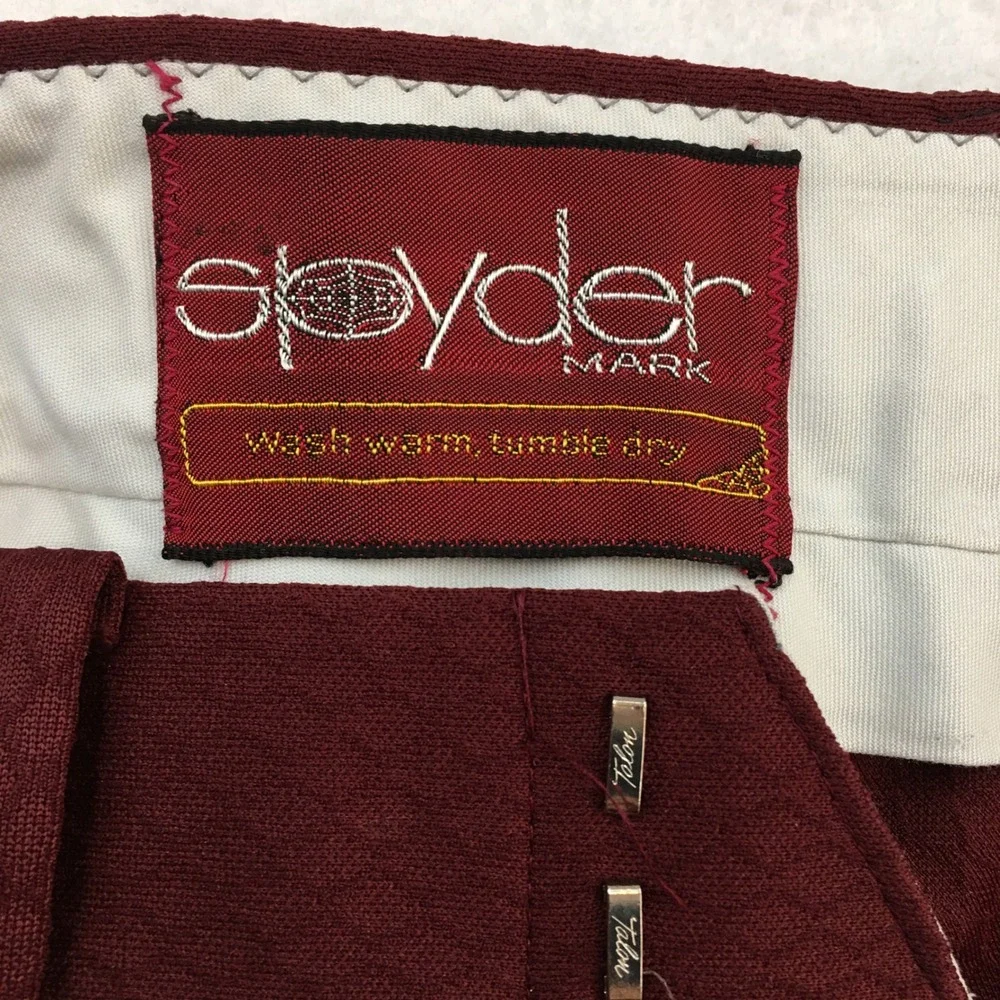 Spyder Mark Mens Vintage Burgundy Textured Flare Leg Disco Dress Pants Size 30